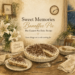 Watercolor illustration of a homemade banoffee pie on a birthday table with white stargazer lilies, baby’s breath, a Happy Birthday card and a framed Be. sign.